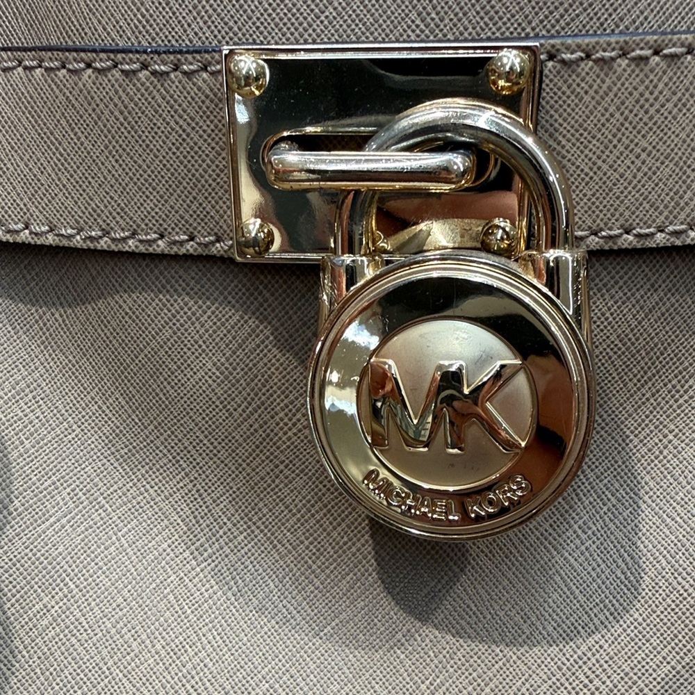Michael Kors Saffiano Leather Satchel in Taupe - Picture 7 of 14